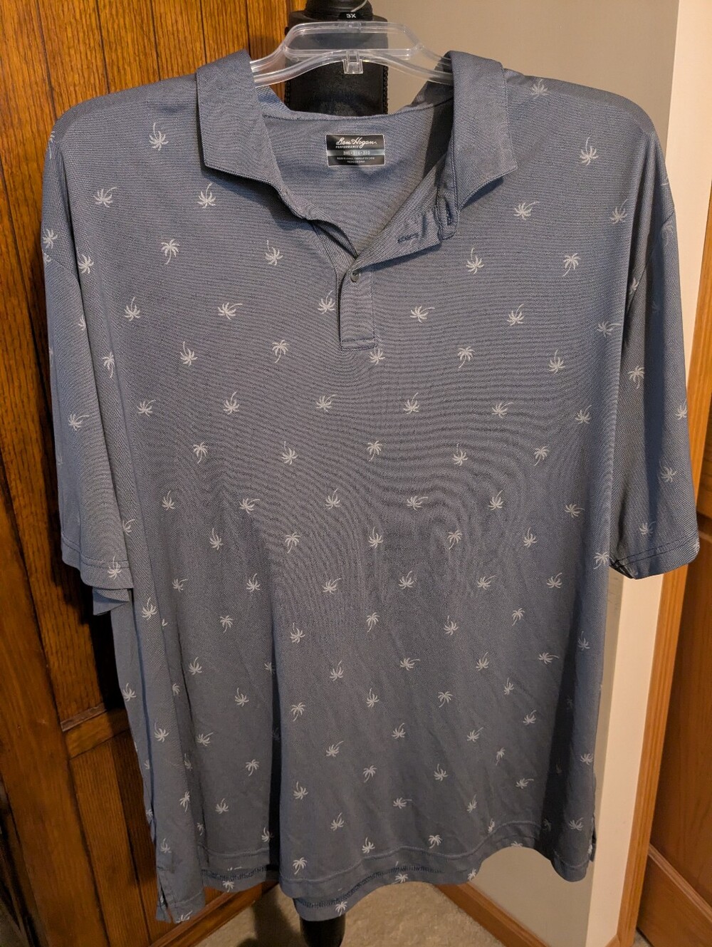 BEN HOGAN Performance Golf Shirt, Navy w/Palm Trees, Sz 3XL, Nice!!!